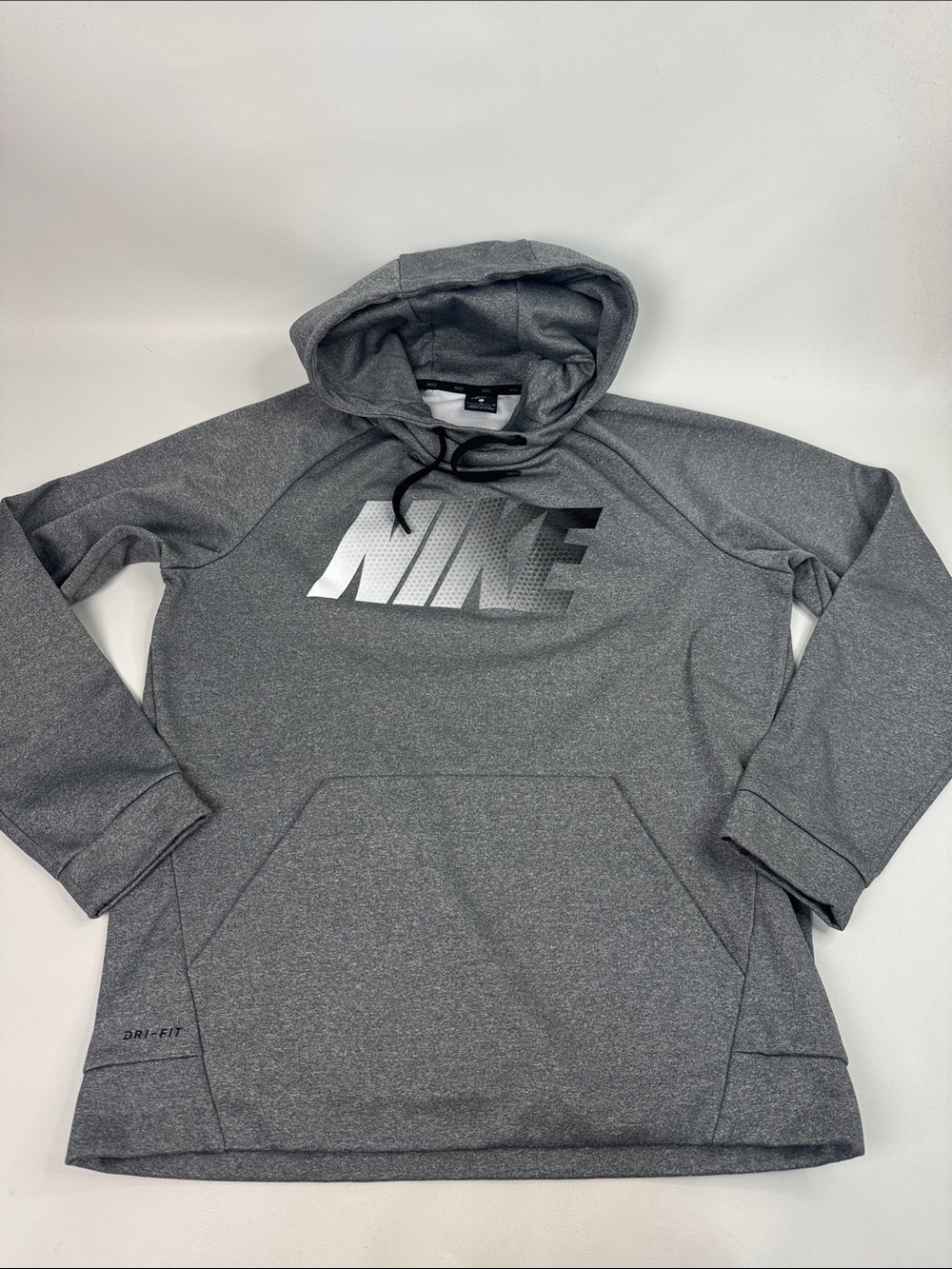 Nike Men’s Gray Logo Dri-FIT Pullover Hoodie sweatshirt Large